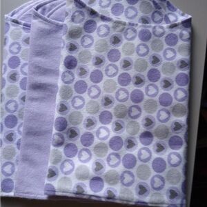 Handmade Baby Burp Clothes 100% Cotton Snuggly 3Pcs Lilac Gray Hearts